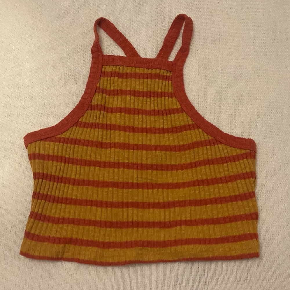 Forever 21 Orange and Yellow Striped Crop Top